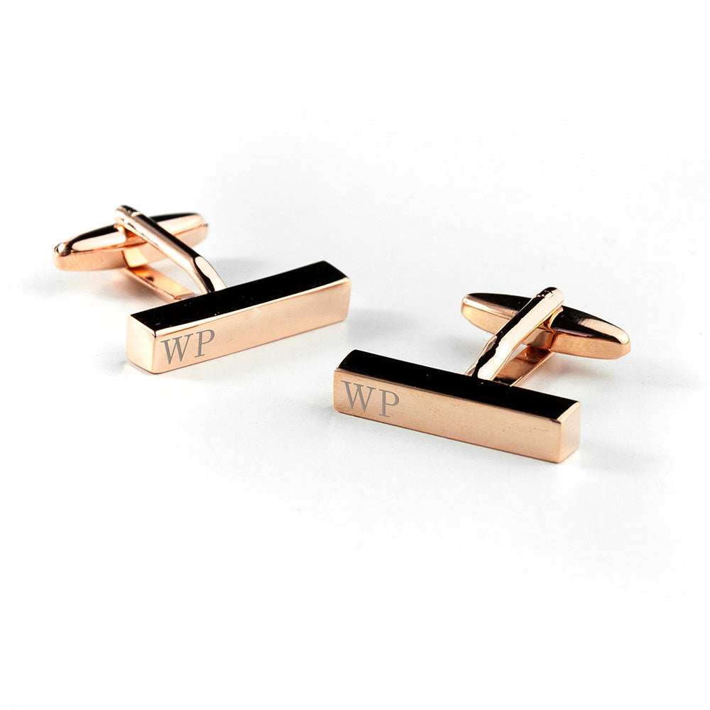 Personalised Rose Gold Monogram Cufflink Set