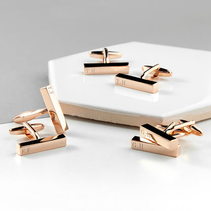 Personalised Rose Gold Monogram Cufflink Set