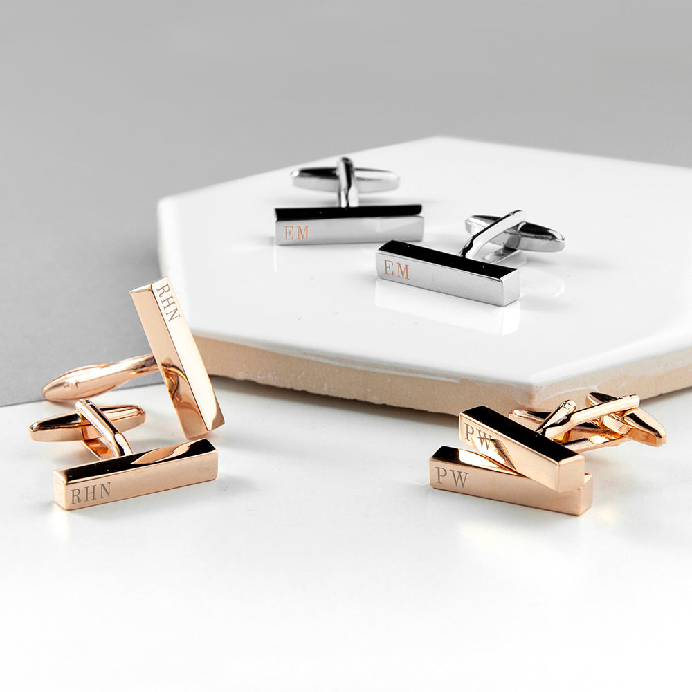 Personalised Rose Gold Monogram Cufflink Set
