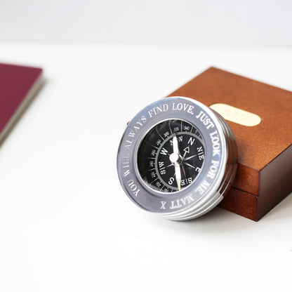 Compass Personalised With Timber Box - Wear We Met